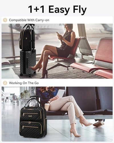 LUGGEX Underseat Carry On Luggage with Wheels, Stylish Lightweight Under Seat Luggage, Soft Sided Personal Item Suitcase for Short Trip (Black, 16 Inch) - Image 8