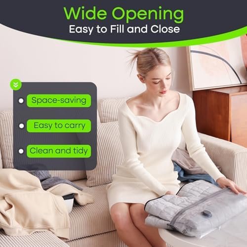 Travel Vacuum Storage Bags with USB Electric Pump, 15 Pack Compression Travel Packing Bags for Luggage and Suitcase, Carry-on Size Space Saver for Clothes and Clothing - Image 8