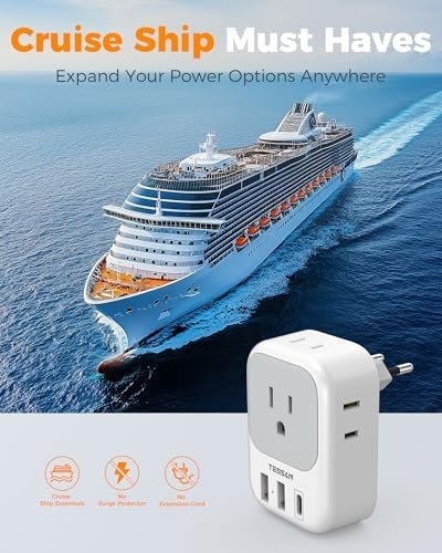 TESSAN European Travel Plug Adapter USB C 3 Pack, US to Europe Plug Adaptor with 4 AC Outlets 3 USB Charging Ports, Type C Power Adapter for USA to EU Euro Spain France Iceland Italy Germany Greece - Image 7