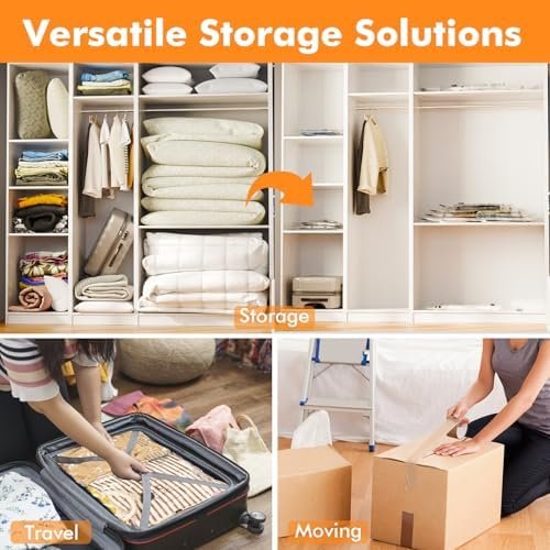12 Pack Vacuum Storage Bags (3 Jumbo, 3 Large, 3 Medium, 3 Small),Plastic Packaging Bags,Space Saver Sealer Compression Bags with Travel Hand Pump for Blankets, Comforters, Pillows, Clothes Storage - Image 3
