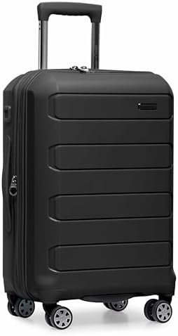 Traveler's Choice Pagosa Indestructible Hardshell Expandable Spinner Luggage, Black, Carry-on