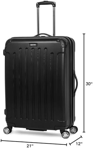 Kenneth Cole REACTION Renegade Luggage Expandable 8-Wheel Spinner Lightweight Hardside Suitcase, Black, 28-Inch Checked - Image 7