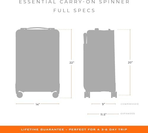 Briggs & Riley Essential 22" Carry On Expandable Spinner - Luggage for Travel, Suitcases with Wheels, Softside Rolling Bag for Men & Women, Self-Repairing Zipper - Baseline Collection, Black - Image 7