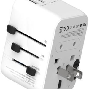 International Power Plug Adapter, Rmtbeeg Universal Travel Adapter with 3 USB-C and 2 USB-A Ports, All-in-One Worldwide Wall Charger for Europe UK EU AUS (Type C/G/A/I), Plug Adaptor Travel