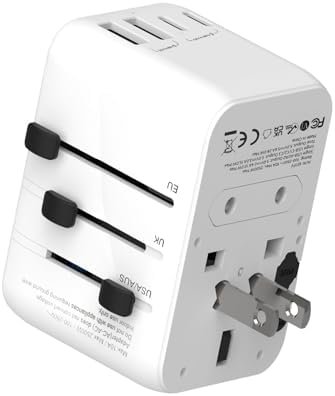 International Power Plug Adapter, Rmtbeeg Universal Travel Adapter with 3 USB-C and 2 USB-A Ports, All-in-One Worldwide Wall Charger for Europe UK EU AUS (Type C/G/A/I), Plug Adaptor Travel