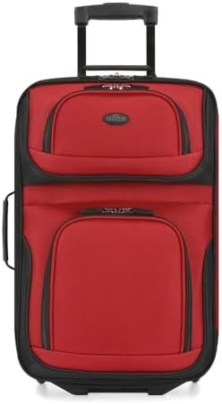 U.S. Traveler Lightweight Rolling 20" Carry On Luggage Softside Suitcase, Red, 2 Wheel-1 Piece - Image 2