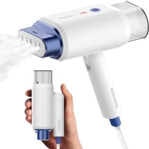 Newbealer Steamer for Clothes, 1200W Travel Steamer with Horizontal & Vertical Steaming, 2 Steam Levels, Dry Ironing, Foldable, 1.5lbs Lightly, 180ml Handheld Fabric Wrinkle Remover (120V Only)