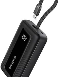 ANKER Portable Charger, 10,000mAh 30W Power Bank, USB-C in and Out Fast Charging Battery Pack, Travel Essential Phone Power Bank, for iPhone 16/15, iPad, MacBook, Galaxy, Google, and More