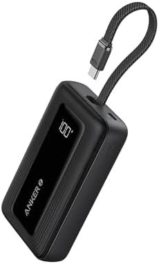 ANKER Portable Charger, 10,000mAh 30W Power Bank, USB-C in and Out Fast Charging Battery Pack, Travel Essential Phone Power Bank, for iPhone 16/15, iPad, MacBook, Galaxy, Google, and More