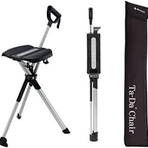 STEP2GOLD Ta-Da Chair Series 2- Portable Walking Stick, Cane with Seat, Foldable Chair, Hiking Stick, for Camping, Hiking, Lightweight Aluminum, Easy Carry, Anti-Slip