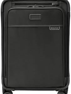 Briggs & Riley Essential 22" Carry On Expandable Spinner - Luggage for Travel, Suitcases with Wheels, Softside Rolling Bag for Men & Women, Self-Repairing Zipper - Baseline Collection, Black