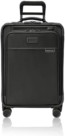 Briggs & Riley Essential 22" Carry On Expandable Spinner - Luggage for Travel, Suitcases with Wheels, Softside Rolling Bag for Men & Women, Self-Repairing Zipper - Baseline Collection, Black