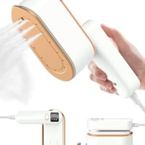 Travel Steamer Iron for Clothes - 1200W Handheld Size Portable Travel Steamer, 3 Steam Levels Clothes Steamer with LCD Screen, 10S Fast Heat-up Steamer for Dress Shirt Home Travel (White)