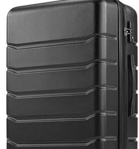 Sweetcrispy Carry on Luggage, Hard Shell ABS, Double Spinner Wheels Lightweight Suitcase TSA Lock, Natural Black, 28 Inch