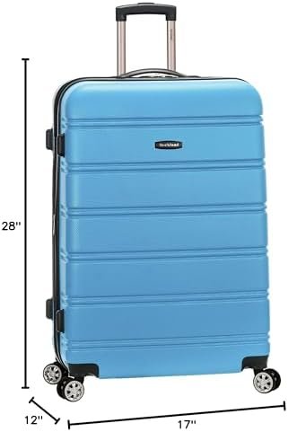 Rockland Melbourne Hardside Expandable Luggage with Spinner Wheels, Turquoise, Checked Large 28" - Image 5