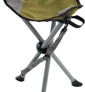 Travel Chair Slacker Tripod Chair for Camping, Lightweight Chair, Adjustable Carry Strap for Easy Transport | Oversized Duck Feet for Improved Stability | Perfect for Outdoor Adventures (Green)