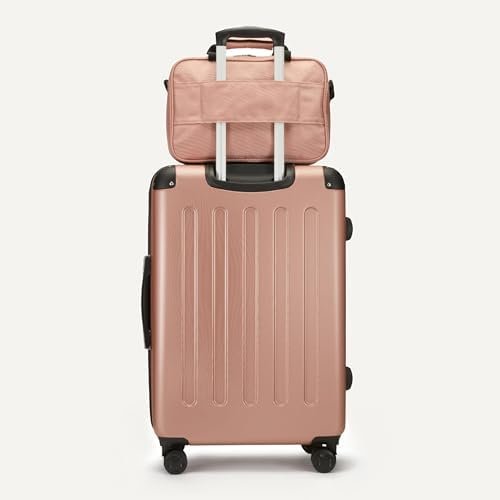 Amazon Basics 4-Piece Luggage Set, Including Two Hardside Suitcases With Multi-directional Spinner Wheels (22" Carry-On and 28" Checked), 15" Tote Bag and 10" Compact Travel Bag, Rose Gold - Image 6
