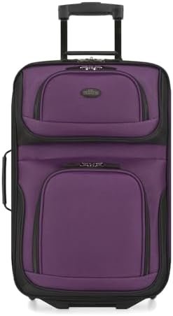 U.S. Traveler Lightweight Rolling 20" Carry On Luggage Softside Suitcase, Purple, 2 Wheel-1 Piece - Image 2