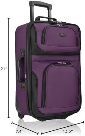 U.S. Traveler Lightweight Rolling 20" Carry On Luggage Softside Suitcase, Purple, 2 Wheel-1 Piece - Image 8