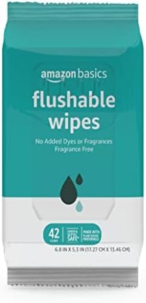 Amazon Basics Adult Wet Wipes Flushable Fragrance Free, 126 Count (3 Packs of 42) Packaging May Vary - Image 2