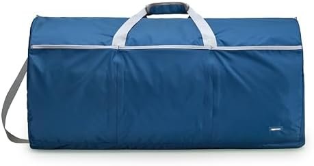 Amazon Basics 32" Extra Large Foldable Duffle Bag for Travel & Storage, with Exterior/Interior Zippered Pockets, Lightweight/Durable Nylon Material, 50-LBS Capacity, 9254 Cubic Inch (150L), Navy Blue
