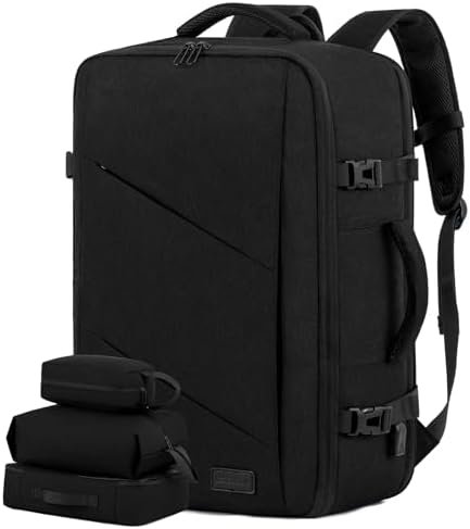 LOVEVOOK Travel Carry on Backpack, Large 40L Personal Item Travel Bag for Men & Women Flight Approved with 3 Packing Cubes, Suitcase Water Resistant Luggage Daypack Business Weekender Bag, Black