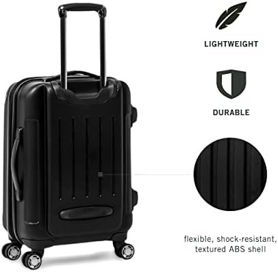 Kenneth Cole REACTION Renegade Luggage Expandable 8-Wheel Spinner Lightweight Hardside Suitcase, Black, 28-Inch Checked - Image 2