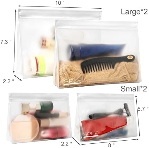 SPLF 4 Pack Leakproof Clear Toiletry bags, TSA Approved Quart Size Zipper Bags, BPA Free Travel Makeup Cosmetic Bags for Women Men, Carry on Airport Airline Compliant Bags - Image 2