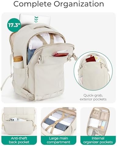 BAGSMART Travel Backpack for Women, 30L Travel Backpack Carry On Flight Approved, TSA Approved Personal Item Travel Bag, Water Resistant Weekender Bag Luggage Daypack, Pistachio - Image 4