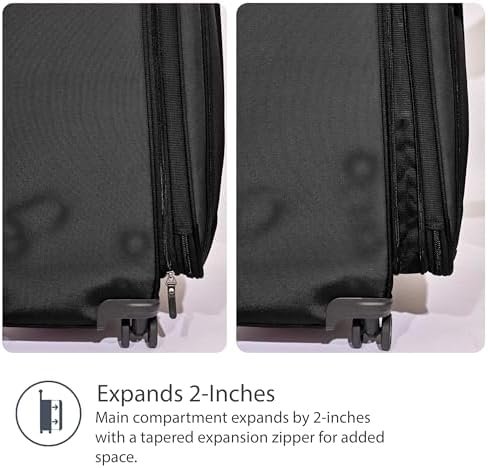 Travelpro Tourlite Softside 21" Expandable Luggage with 4 Spinner Wheels, Lightweight Suitcase, Carry-On, Black - Image 7