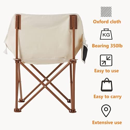 Portable Lightweight Camping Chair, Foldable Chair with Carry Bag and Side Pocket, Compact Outdoor Chair for Camping Hiking Fishing Beach Picnic (Khaki) - Image 5