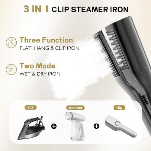 3 In 1 Travel Steamer Iron for Clothes, 900W Portable Clothing Garment Steamer, 0.9lbs Lightly, Travel Size, 10 Minutes of Continuous Steam, 120V Mini Handheld Clothes Steamer for Travel & Home - Image 2