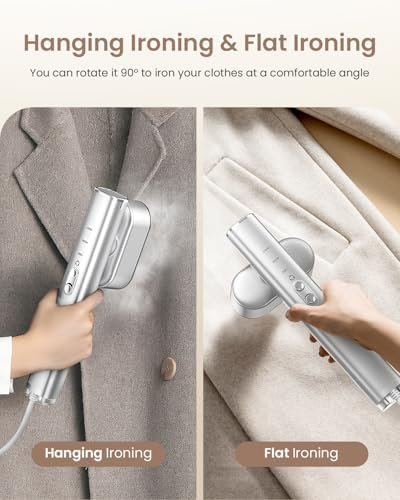 Travel Steamer for Clothes,100-240V Portable Garment Steamer, Steamer＆Iron 2 In 1,30s Fast Heat-up,120ml Water Tank,Large Ceramic Heat Panel,HandheldSteamer for Global ＆ Europe Traveling,Silver - Image 4