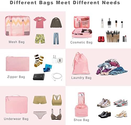 BAGAIL 8 Set Packing Cubes Luggage Packing Organizers for Travel Accessories (Blush Pink) - Image 5