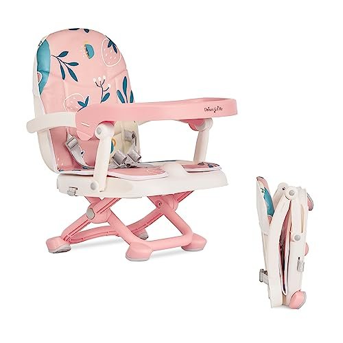 Dream On Me Munch N Go Booster Seat for Dining Table, Lightweight Compact Fold Travel Booster Seat, 3-in-1 Convertible, Four Level Height Adjustment and Easy Tray Removal