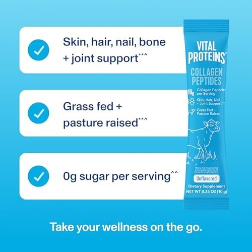 Vital Proteins Collagen Peptides Powder Supplement, Hydrolyzed Collagen Peptides Travel Pack, 20 Individual Packets - Image 5