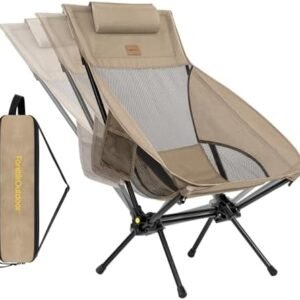FanttikOutdoor Zeta L8 Max Camping Chair, Portable & Lightweight, Multi-Angle Adjustable, Supports up to 250 lbs, Comfort-Driven Design, High Strength Camping Chair for Travel, Hiking, Fishing (khaki)