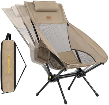 FanttikOutdoor Zeta L8 Max Camping Chair, Portable & Lightweight, Multi-Angle Adjustable, Supports up to 250 lbs, Comfort-Driven Design, High Strength Camping Chair for Travel, Hiking, Fishing (khaki)