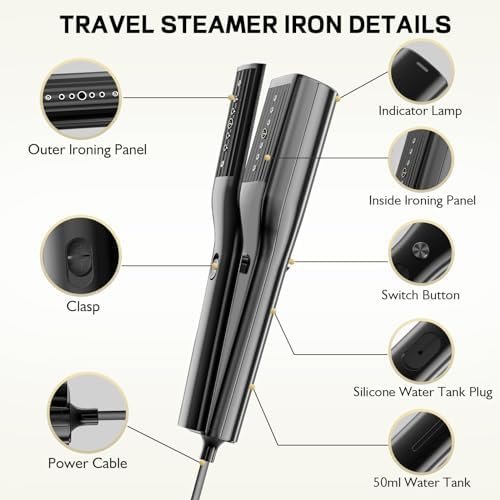 3 In 1 Travel Steamer Iron for Clothes, 900W Portable Clothing Garment Steamer, 0.9lbs Lightly, Travel Size, 10 Minutes of Continuous Steam, 120V Mini Handheld Clothes Steamer for Travel & Home - Image 7