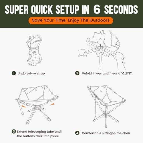 RiseLite Adjustable Portable Chair - Small Compact Folding Chair for Adults, Setup in 6 Seconds, Lightweight Outdoor Backpack Chairs for Camping, Travel, Hiking, Concert - Image 4
