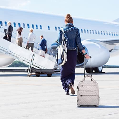 KROSER Carry On Underseat Multi-functional, 16-inch Underseater Lightweight Overnight Suitcase for Women, Dusty Pink - Image 6