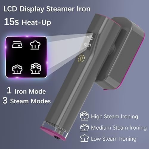 Portable Travel Steamer Iron for Clothes with LCD Touch Screen - 4 Mode Handheld Mini Clothing Steam Iron, Small Garment Steamer Ironing Machine, Hand Held Fabric Steamer for Home, Travel (120V ONLY) - Image 2