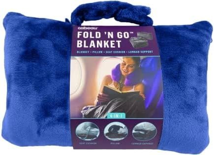 Cabeau Fold ‘N Go Travel Blanket Doubles as Neck Support Pillow, Versatile Lumbar Support Cushion, with Compact Travel Case - French Microfiber (Blue) - Image 2