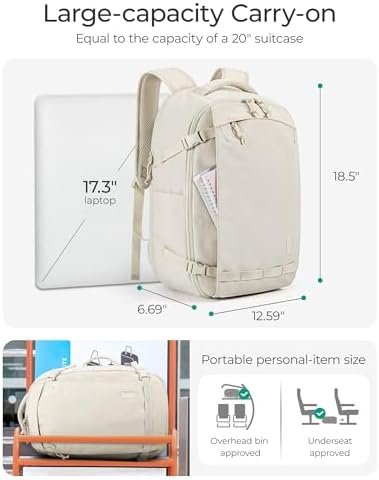 BAGSMART Travel Backpack for Women, 30L Travel Backpack Carry On Flight Approved, TSA Approved Personal Item Travel Bag, Water Resistant Weekender Bag Luggage Daypack, Pistachio - Image 3