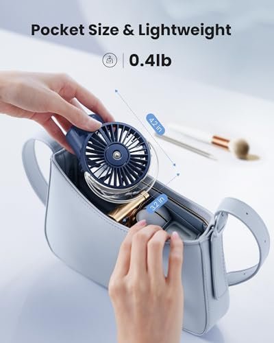Gaiatop Portable Misting Fan, 180° Foldable Handheld, 3 Speeds USB Rechargeable, Spray Water Mist with LED Digital Display, Personal Cooling Mini Hand Fans for Travel, Concert, Outdoor, Navy Blue - Image 2