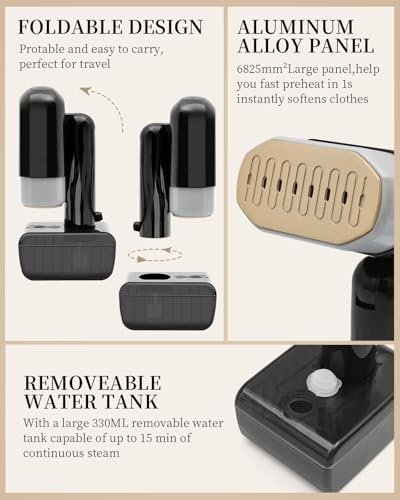 2025 Upgrade Steamer for Clothes, 2 in 1 Iron & Steamer for Quick Wrinkle Removal, 5 Adjustable Grades Temperature with LED Digital Display for Home, Office and Travel Use - Image 3