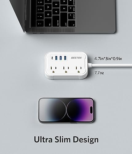 European Travel Plug Adapter - US to Europe Plug Adapter with 3 AC Outlets and 4 USB(1 PD20W) Type E/F - International Travel Adapter for USA to Germany France Iceland Spain, 2.6ft - Image 6
