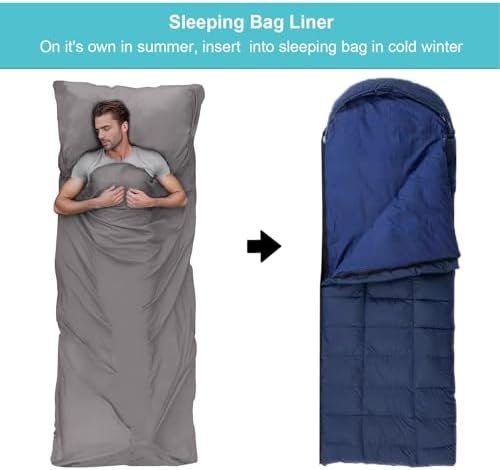 Sleeping Bag Liner,Travel Sheet & Adult Sleep Sack, Camping Sheets Travel Sleep Sack for Backpacking,Hotels & Hostels -Lightweight Single &Double Travel Sheet Camping Sheets - Image 3