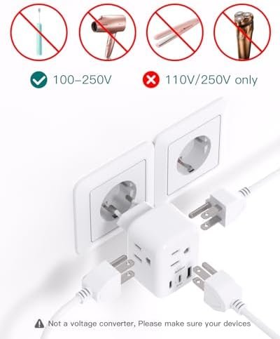 3 Pack European Travel Plug Adapter, Addtam US to Europe Plug Adapter with 3 Outlets 3 USB Charger (2 USB C Port), Type C Power Adaptor to Italy Spain France Portugal Iceland - Image 6