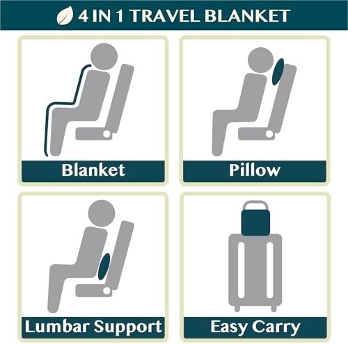 PAVILIA Travel Blanket Pillow, Soft Airplane Blanket 2-IN-1 Combo Set, Plane Blanket Compact Packable, Flight Essentials Car Pillow, Travelers Gift Accessories Luggage Backpack Strap, 60x43 Slate Blue - Image 7